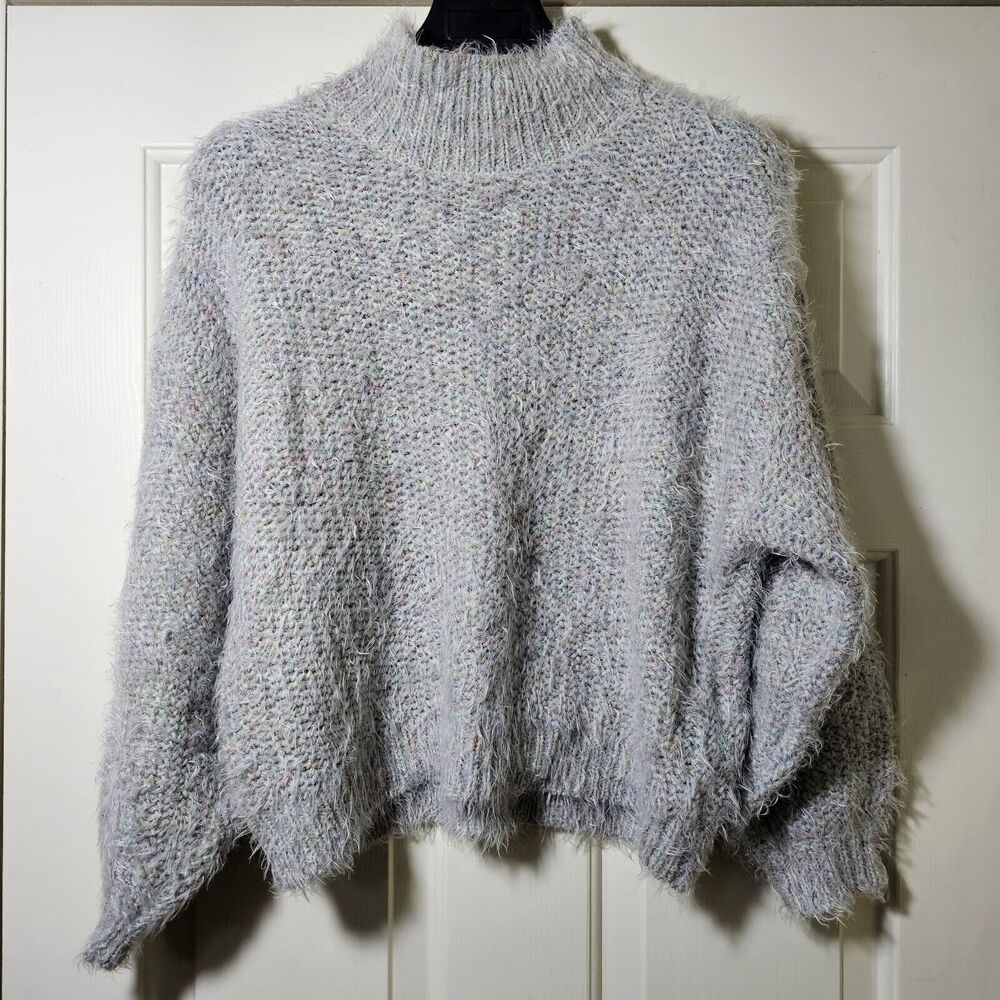 Joie Markita Fuzzy Funnel Neck Balloon Sleeve Pastel Colored Sweater SZ Small